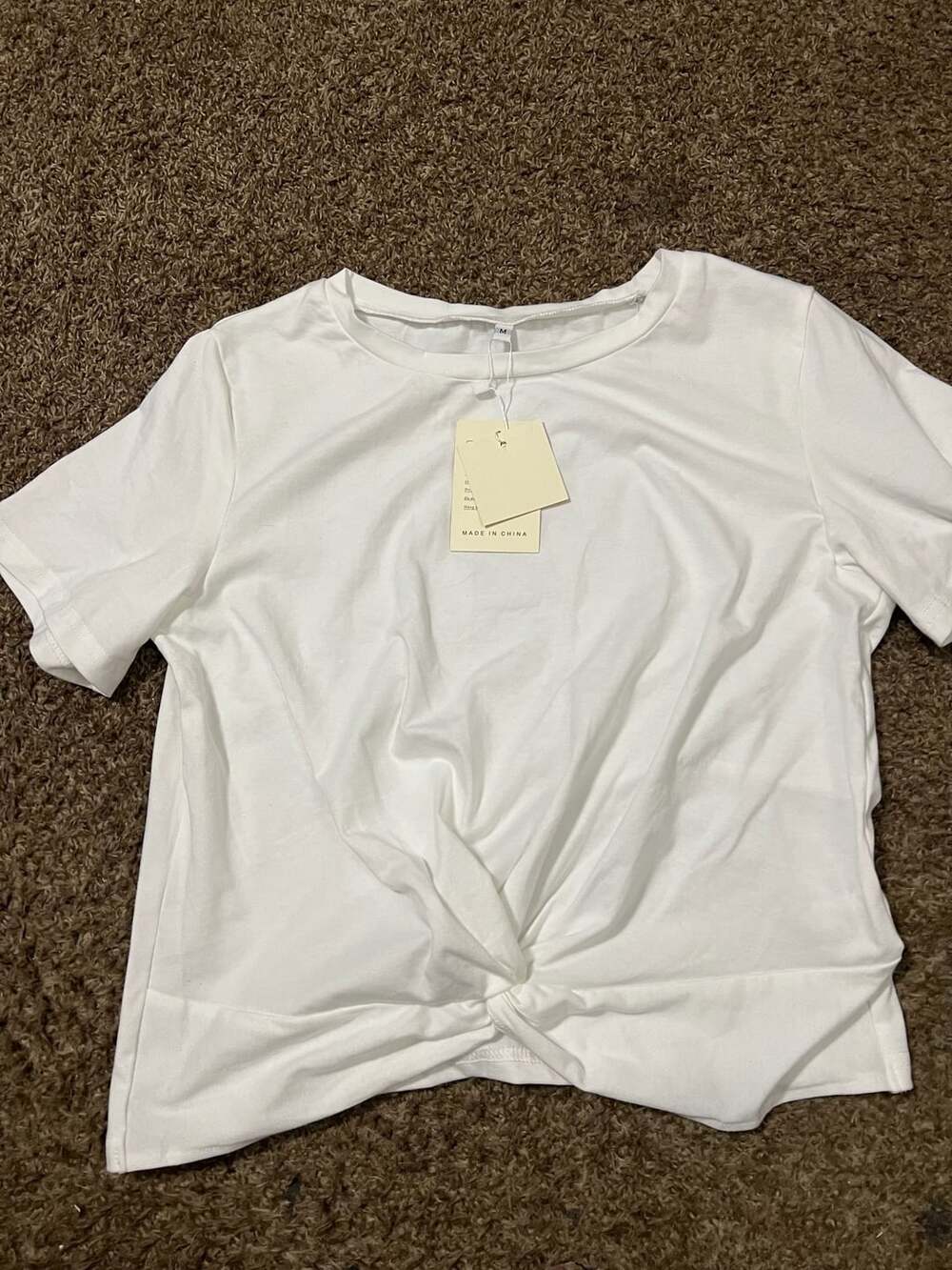 Jinkesi Women's White Short Sleeve Knot Front T-Shirt